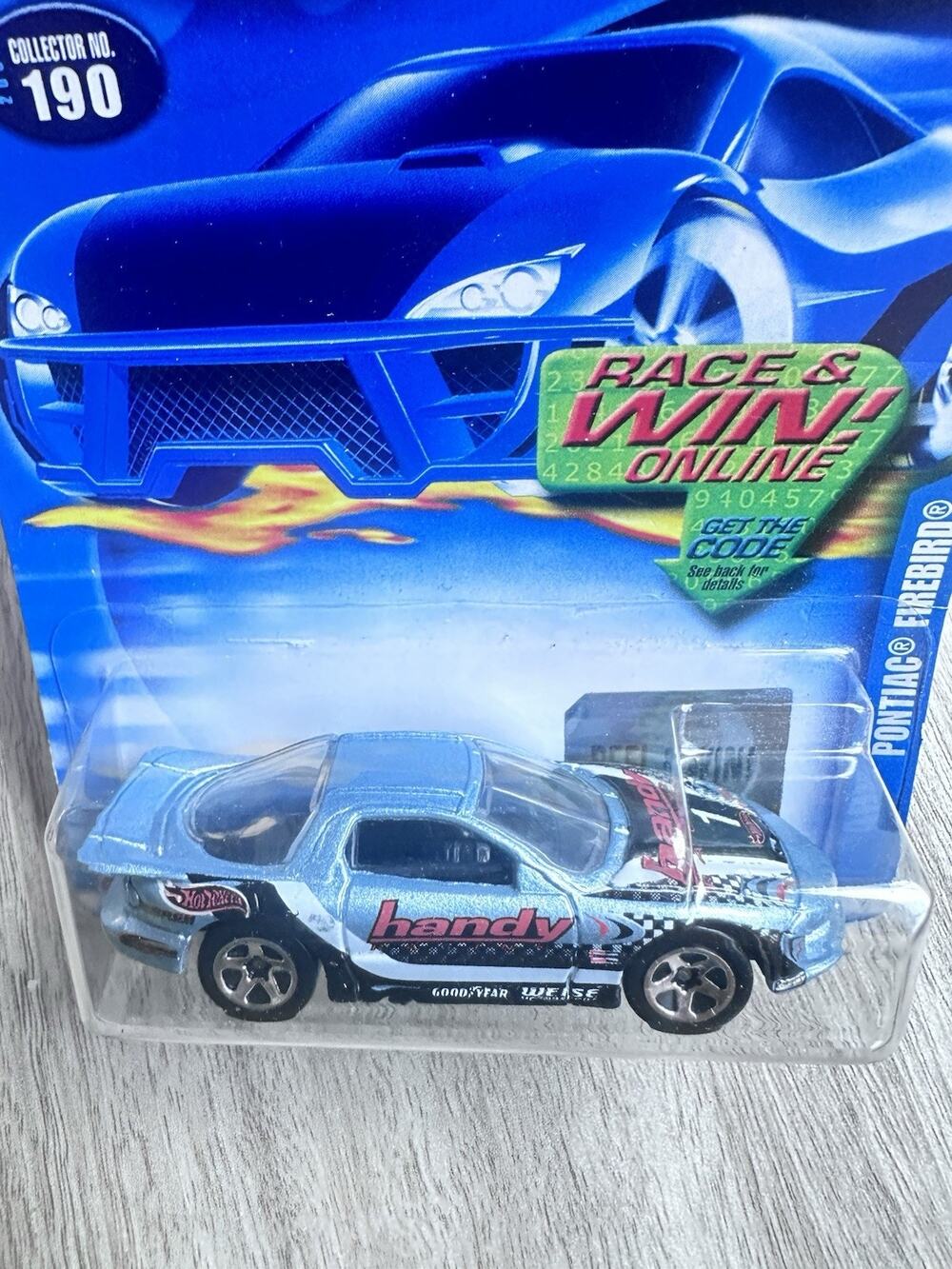 Mattel Hot Wheels #190 Pontiac Firebird 2001 Handy/Goodyear H66